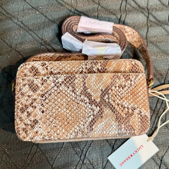 LUCKY BRAND Mora Leather Crossbody - Snakeskin Embossed Camera Bag - NWT - Picture 6 of 12